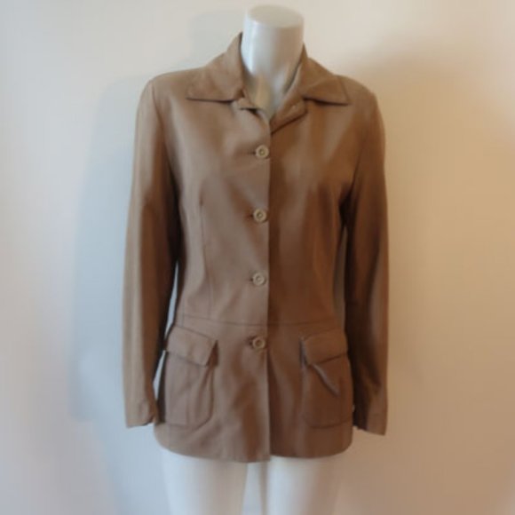 *Womens Jekel Paris Tan Soft Suede Lambskin Leather Button Jacket S - Picture 7 of 16